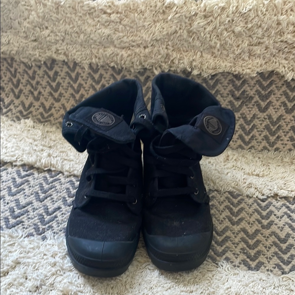 Palladium Black Ankle Boots with Suede Texture